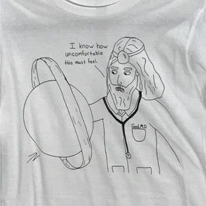 Funny God, MD doing a rectal exam on Uranus Tee